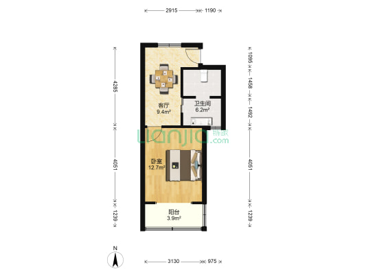 梅川二街坊 1室1厅1卫 42平方
