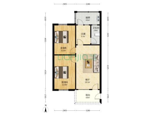 宝华路21号小区 2室1厅1卫 62平方