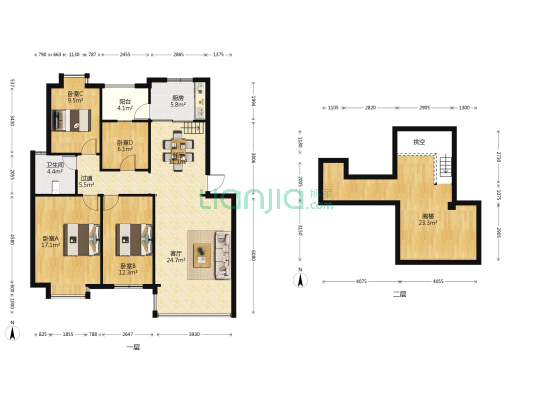 山水融城 4室2厅1卫 110平方
