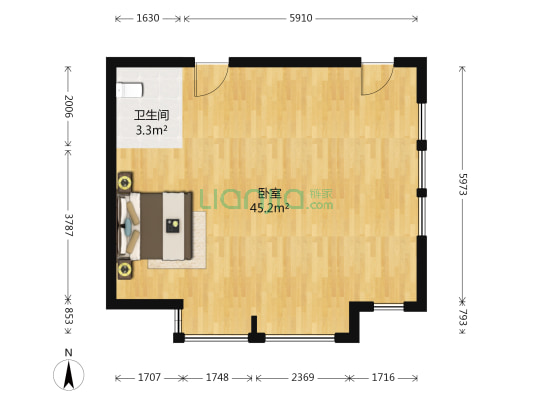 迪赛青苹果 1室0厅1卫 79平方