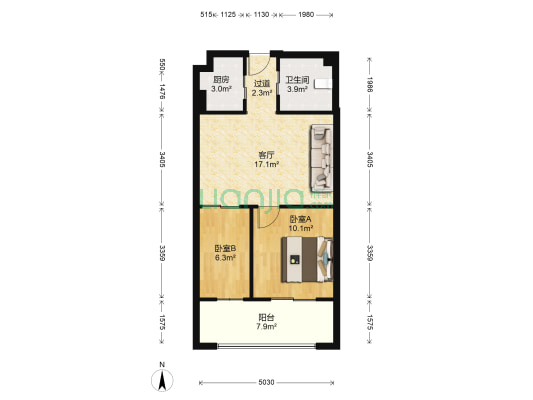 盐城同曦鸣城 2室1厅1卫 72平方