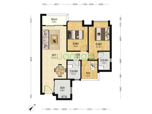 合景臻尚溋府 3室1厅2卫 86平方