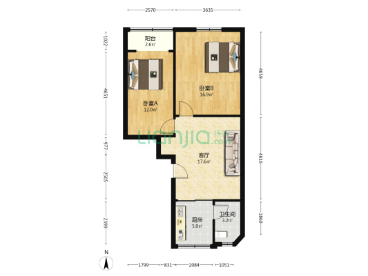 富民花园 2室1厅1卫 73平方