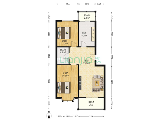 小东庄东盛园 2室1厅1卫 99平方