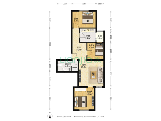 南华园三区 3室1厅1卫 84平方