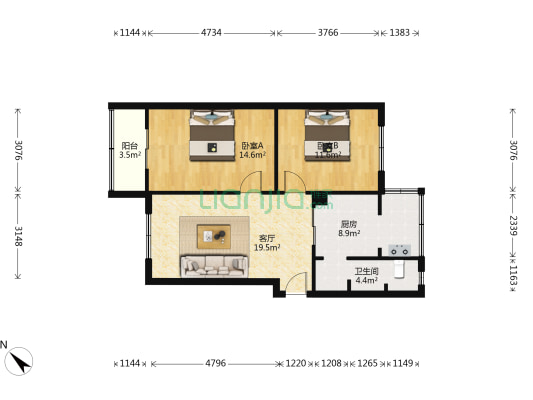 地税局宿舍(金牛) 2室1厅1卫 66平方