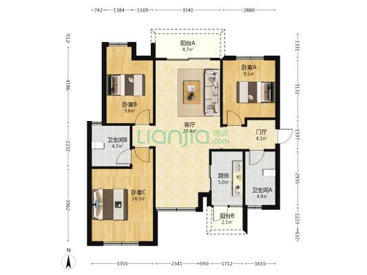 炎华置信上林景著 3室1厅2卫 113平方