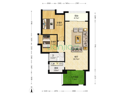 柏涛湾豪园 2室1厅1卫 81平方