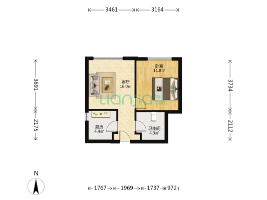 枫悦园 1室1厅1卫 51平方