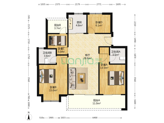 金瑭玲珑湾 4室1厅2卫 123平方