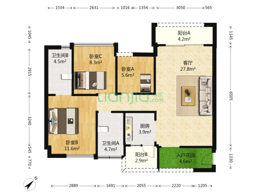 江山一品 3室1厅2卫 83平方