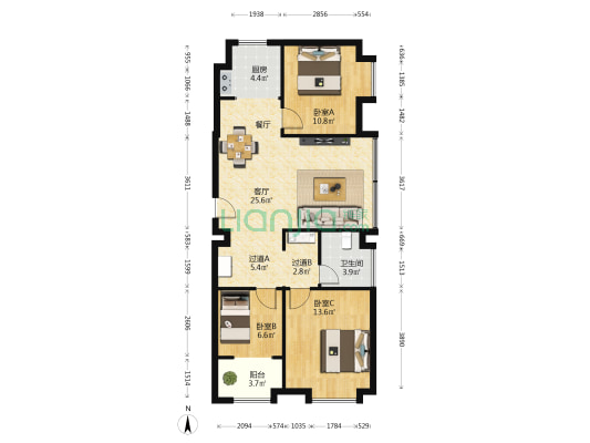 佳美魏武大厦 3室1厅1卫 123平方