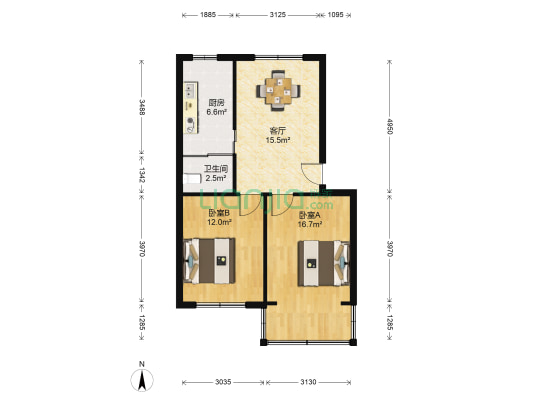 莫干山路90号 2室1厅1卫 58平方