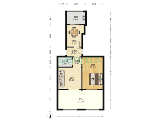 振兴路102号 1室2厅1卫 71平方