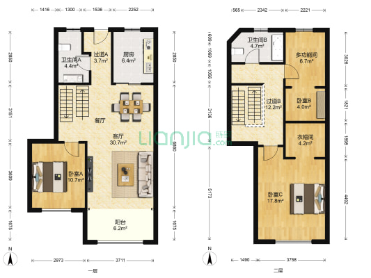 天朗蔚蓝东庭 4室1厅2卫 99平方