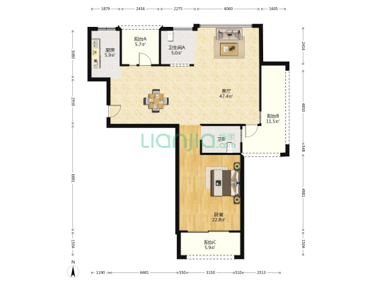得力名门世家 1室1厅2卫 120平方