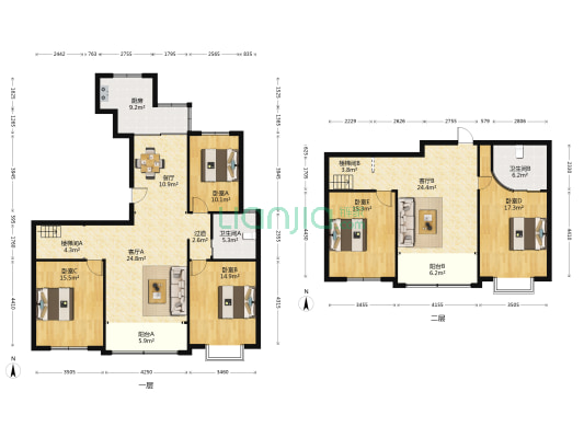 浦江风景苑 5室3厅2卫 218平方
