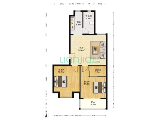 豪门·君怡花苑 2室1厅1卫 99平方