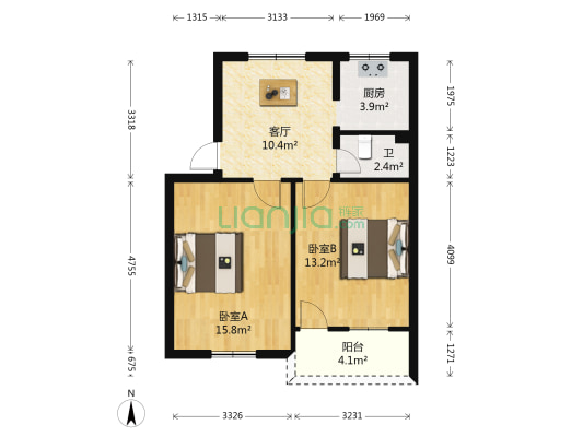 省侨办宿舍 2室1厅1卫 58平方