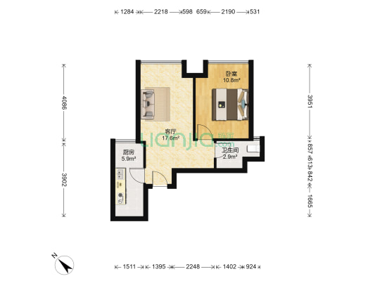 中房北极星花园 1室1厅1卫 47平方