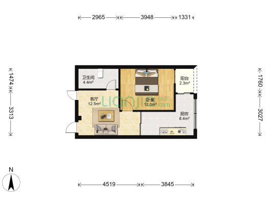 欣隆盛花园三区 1室1厅1卫 46平方