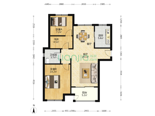 新城金郡88弄 3室1厅1卫 89平方