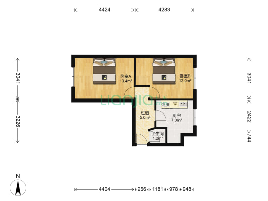 振八总工会楼 2室0厅1卫 54平方