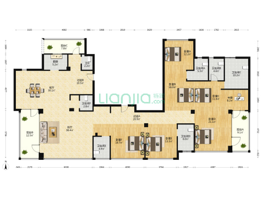 云上府第 7室2厅7卫 360平方