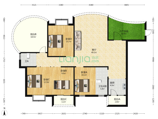 外滩珑庭 4室1厅2卫 162平方