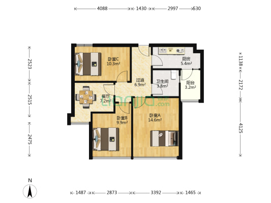 交大梦家 3室1厅1卫 79平方