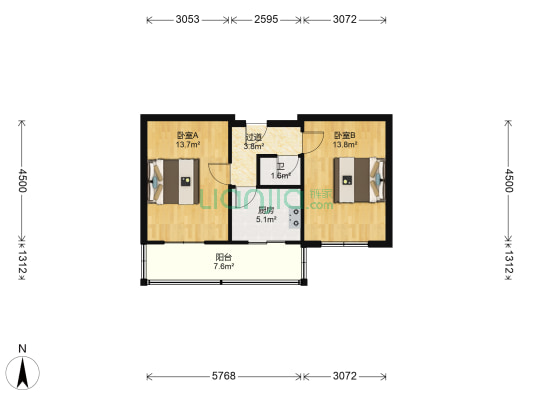 昆山中路 2室0厅1卫 51平方