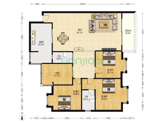 风清苑 4室1厅2卫 165平方