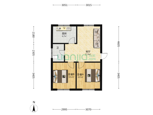 新建居委会甜水井 2室1厅1卫 61平方