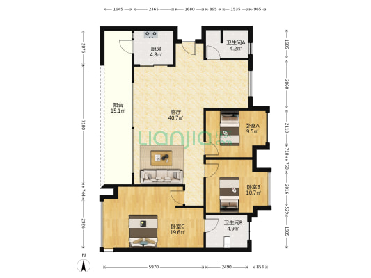中交锦悦朗宸湾 3室1厅2卫 133平方