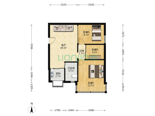 金涛鞋业市场 3室1厅1卫 70平方