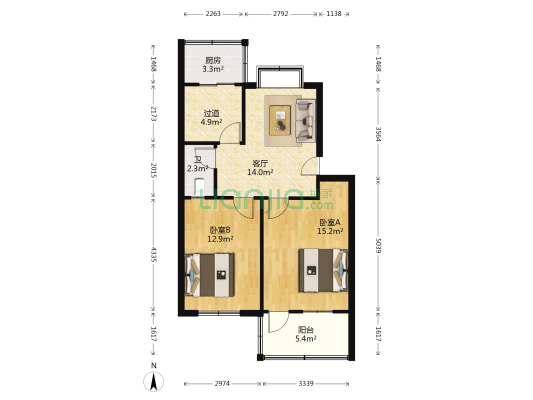 黄台发电厂第三宿舍 2室1厅1卫 80平方