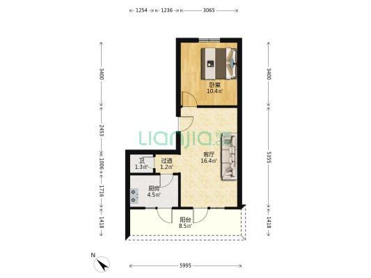 青年路92号 1室1厅1卫 68平方
