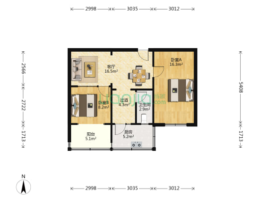 供电局宿舍(正东路) 2室1厅1卫 66平方
