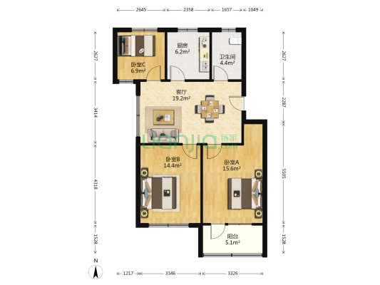 淀新新村 3室1厅1卫 85平方