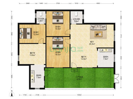 茶山路188号 3室3厅2卫 82平方
