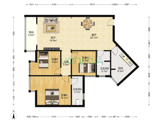 锦绣蓝湾 3室2厅2卫 116平方