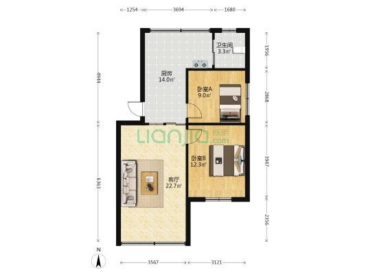 清溪路21号 2室1厅1卫 76平方