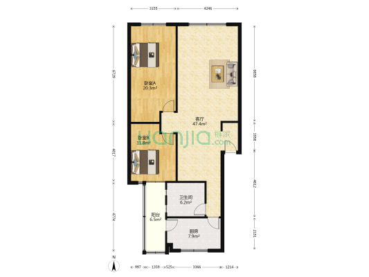 成都机械厂小区 2室1厅1卫 116平方