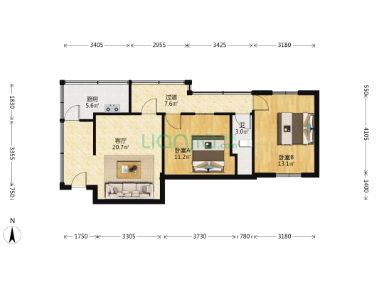 五三西大道172号 2室1厅1卫 53平方