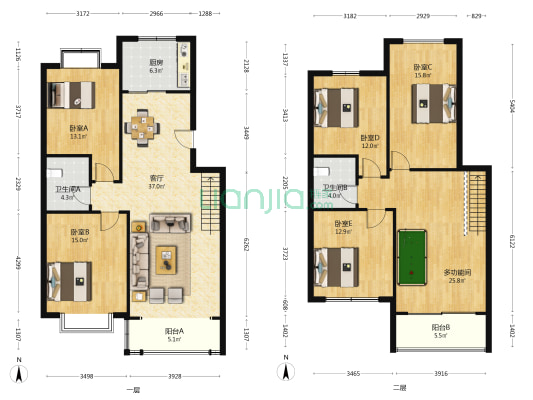 天宝苑 6室1厅2卫 95平方
