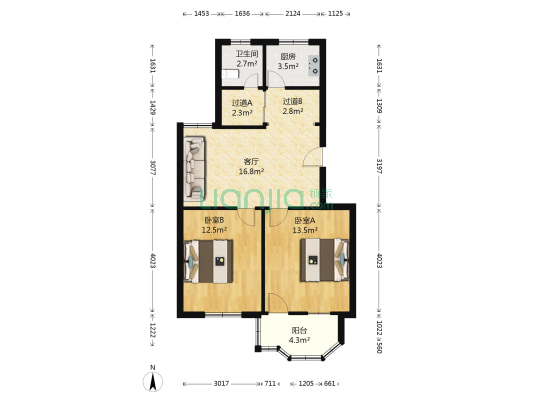教工新村 2室1厅1卫 74平方