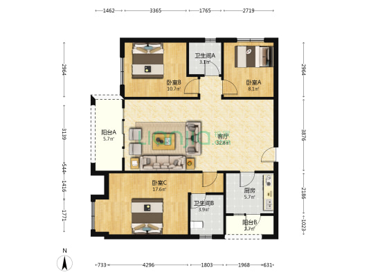 珑山樾 3室1厅2卫 111平方