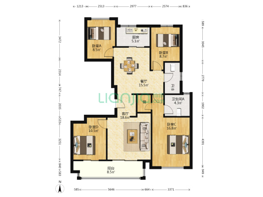 华锦江樾府 4室2厅2卫 130平方