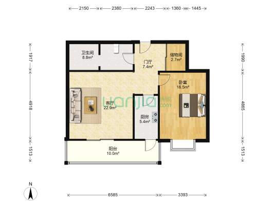 宁发阳光花园 1室1厅1卫 97平方