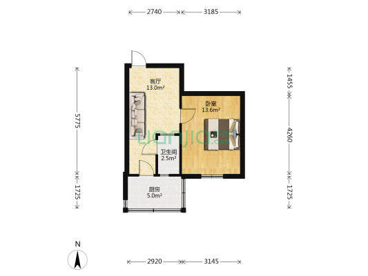 七0七所社区 1室1厅1卫 40平方
